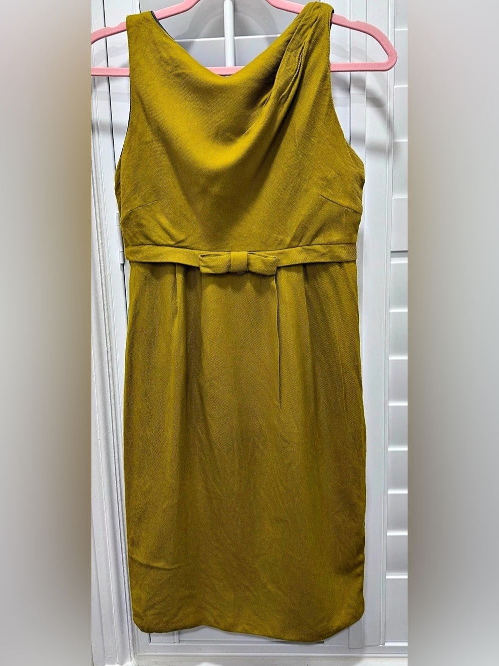 Vera Wang Lavender Label Mustard Yellow Wool Blend Midi Dress Size 4/38 Like New